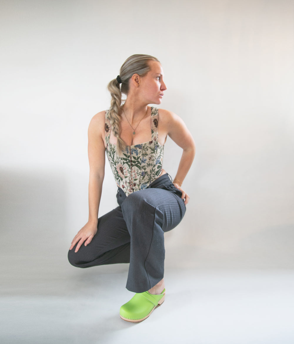 Queen Green handmade wooden clogs