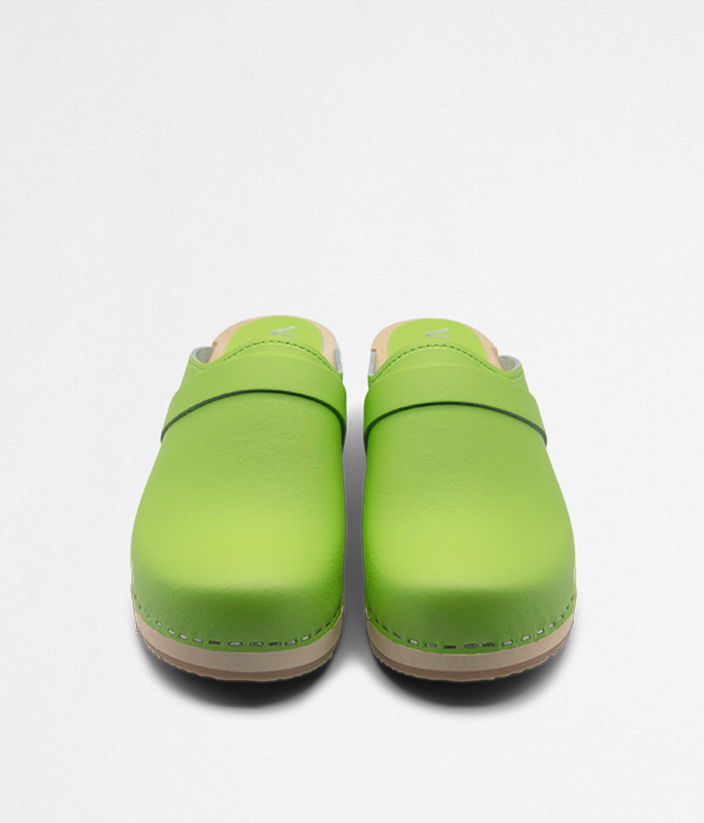 Queen Green handmade wooden clogs