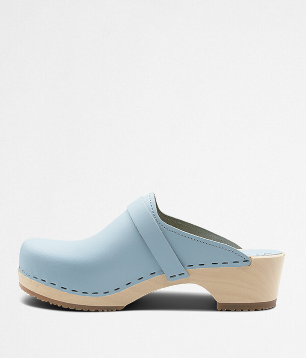 True blue wood clogs handmade