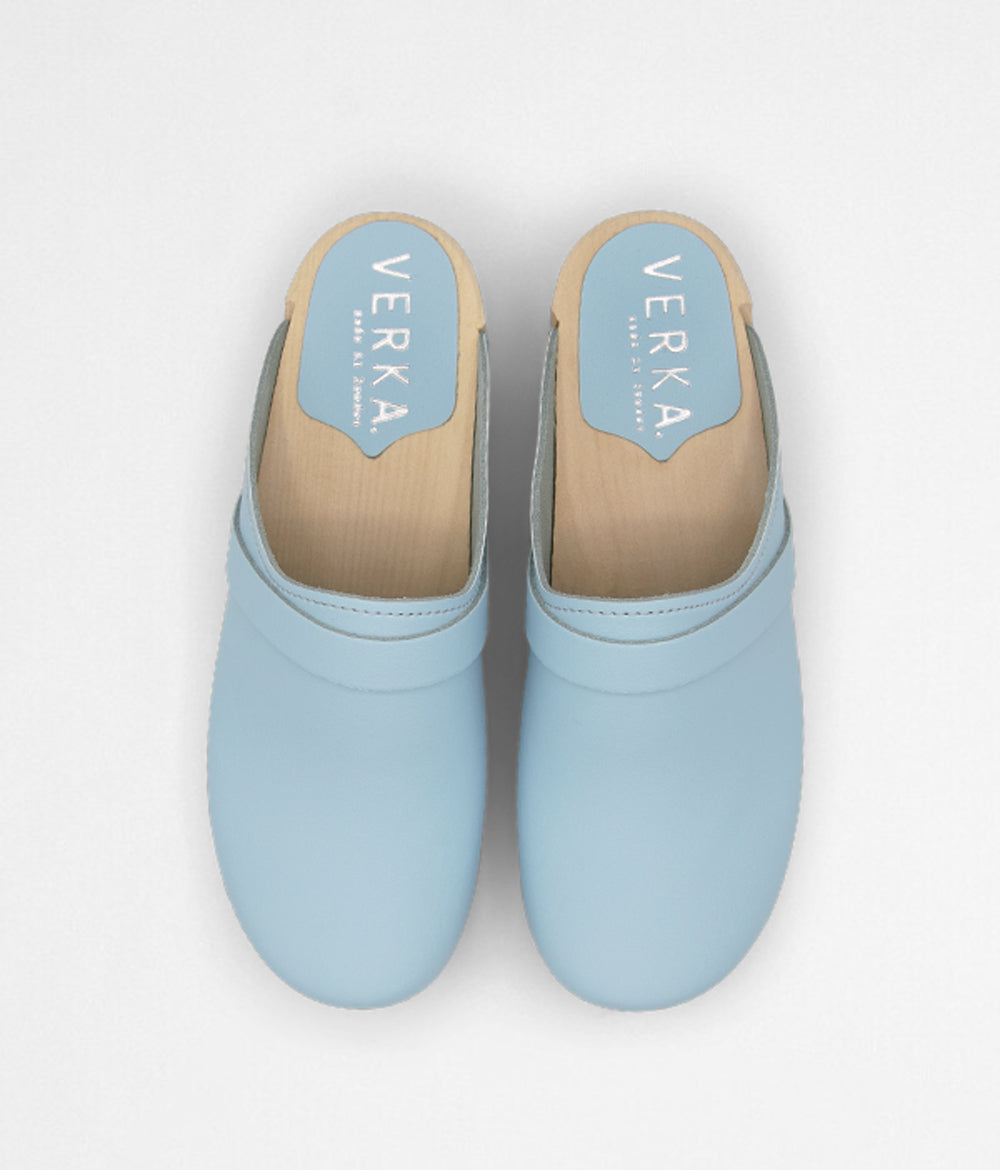 True blue wood clogs handmade